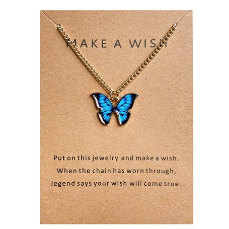 wojonifuiliy Chaîne bohème papillon pour femme - Collier pour femme - Charme vintage - Chaîne animal - Pendentif clavicule - Col