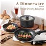 JEETEE Batterie de Cuisine Antiadhésive 17 pièces avec Poignée Amovible, Poele Induction 20/26cm, Sauteuse 26cm, Casserole 18/20