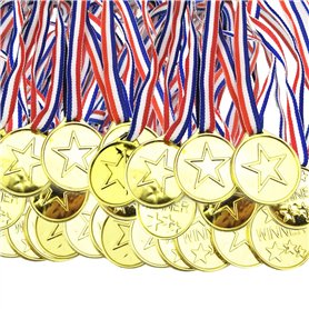 HOMURY Lot de 100 médailles d'or pour Enfants - Médailles d'or gagnantes - Médailles d'or gagnantes - Médailles gagnantes - Méda