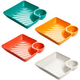 SPORWAY Lot de 4 Assiettes à Collation Avec Compartiments - Bols à Sauce