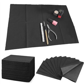 TOATELU Lot de 125 Bavoirs Dentaires - Noir - 45 x 33 cm - Qualité Supérieure - Imperméables - Pour Table de Tatouage et Cliniqu