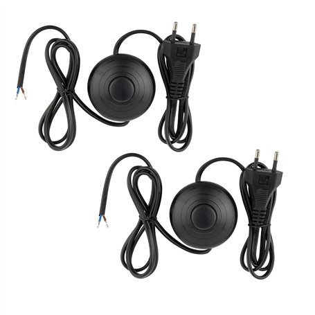 GERUI Lot de 2 interrupteurs à pied pour lampe avec bouton poussoir auto-bloquant