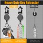 Porte Clé Rétractable, 2pcs Mousqueton Robuste avec Fermeture Magnétique & Mousqueton Multifonction Tactique Enrouleur d’Identif