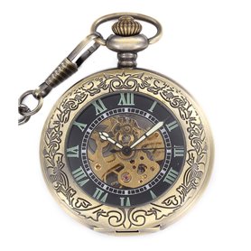Infinite U Mécanique à Remontage Automatique Lumineux Montre de Poche Mécanique Style de Steampunk Squelette Creux en Acier Pend