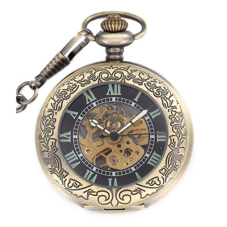 Infinite U Mécanique à Remontage Automatique Lumineux Montre de Poche Mécanique Style de Steampunk Squelette Creux en Acier Pend