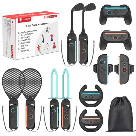 innoAura 15 En 1 Kit d'Accessoire Switch 2 Sport avec Sac de Rangement
