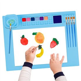 YARVPUV Tapis de Peinture en Silicone pour Enfants 51x41cm Tapis Peinture Silicone avec Compartiments de Peinture