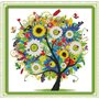 Benway Kit de broderie au point de croix compté Motif arbre en fleurs 14 points/cm² 36 x 36 cm