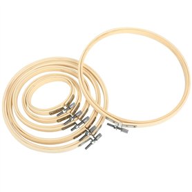 Lot de 6 tambours à broder en bambou – cercle broderie rond réglable en bois lisse