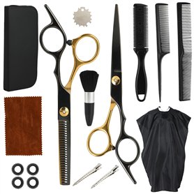 Lot de 16 paires de ciseaux de coiffeur et ciseaux à effiler en acier 440C - Ciseaux de coiffure professionnels de 6