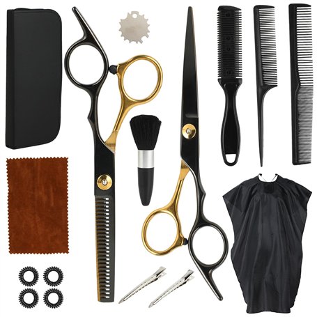 Lot de 16 paires de ciseaux de coiffeur et ciseaux à effiler en acier 440C - Ciseaux de coiffure professionnels de 6
