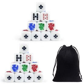 CHROMACRAFT 20 Dés De Poker Et 1 Sac en Velours Noir
