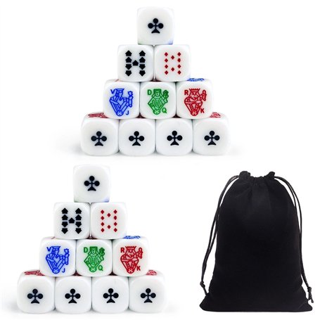 CHROMACRAFT 20 Dés De Poker Et 1 Sac en Velours Noir