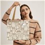 1 Sac En Toile Motif Chat Et 1 Porte-Clés, Sac Shopping Grande Capacité, Joli Sac Bandoulière, Sac Bandoulière Pliable