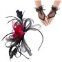 UOPJDD 1 Morceau De Bande De Cheveux En Plumes De Fleur Et 1 Paire De S Noirs
