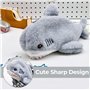 1 Pièce Trousse À Crayons Requin Gris, Jolie Trousse À Crayons Requin Avec Fermeture Éclair, Sac De Papeterie En Peluche, Grand 