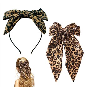 1 Épingle À Cheveux Imprimé Léopard Et 1 Bandeau À Nœud