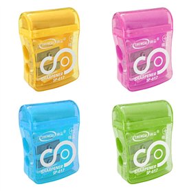Lot de 4 taille-crayons manuels 2 en 1 à double trous pour enfants
