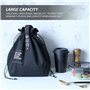 JTMKYO Sac à déjeuner noir 1 pièce, sac isotherme avec cordon de serrage, grande capacité pour les repas, sac à bento portable, 