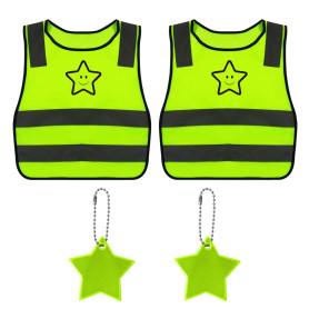 JTMKYO Lot de 2 gilets réfléchissants pour enfants avec 2 pendentifs réfléchissants en forme d'étoile