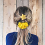 Lot de 2 chouchous et 2 pinces à cheveux élastiques pour femmes et filles (jaune)