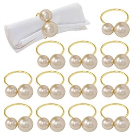 Lot De 12 Ronds De Serviette En Perles