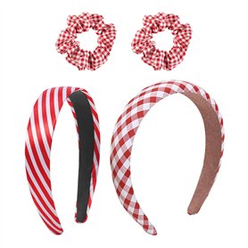 2 Pièces De Bandes De Cheveux Larges Pour Femmes Et 2 Bagues À Cheveux À Carreaux