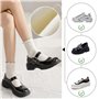 COACOM Lot de 8 paires de chaussettes à volants en coton plissé pour femme - Chaussettes élastiques mi-mollet (noir, blanc, blan