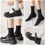 COACOM Lot de 8 paires de chaussettes à volants en coton plissé pour femme - Chaussettes élastiques mi-mollet (noir, blanc, blan