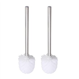 Lot de 2 brosses WC avec manche en acier inoxydable