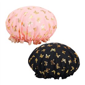Lot de 2 bonnets de douche à double couche pour femme - Cache-oreilles étanches - Élastique - Réutilisables - Convient pour la s