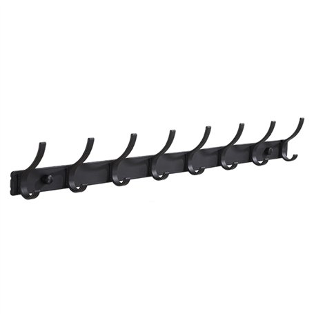 1 porte-manteau noir (8 crochets) en acier inoxydable sans perforation