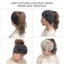 2 bandes tricotées pour femme - Oreilles d'hiver tressées confortables doublées en polaire pour les sports de plein air