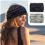 2 bandes tricotées pour femme - Oreilles d'hiver tressées confortables doublées en polaire pour les sports de plein air