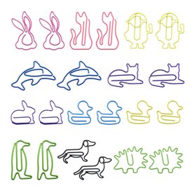 Lot de 22 trombones colorés en forme d'animaux