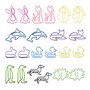 Lot de 22 trombones colorés en forme d'animaux