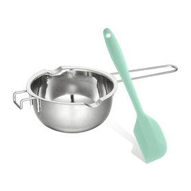 NyxSeat Bol à fondre au bain-marie 400 ml + 1 petite spatule en plastique – Casserole en acier inoxydable 304 pour chocolat