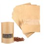 CYH Lot de 50 sacs en papier kraft auto-scellants – Pochettes de stockage alimentaires réutilisables avec fenêtre transparente –