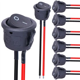 Taiss 10 pièces interrupteur 12v on off SPST 2 broches 2 positions Interrupteur à Bascule rond 6A/250V AC pour Voiture Camion Ba