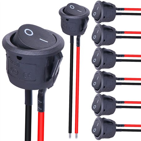 Taiss 10 pièces interrupteur 12v on off SPST 2 broches 2 positions Interrupteur à Bascule rond 6A/250V AC pour Voiture Camion Ba