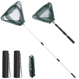 Lot de 2 épuisettes de pêche télescopiques pliables de 130 cm avec sac de rangement