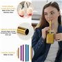 Pailles Bubble Tea Réutilisables Lot de 7 Acier Inoxydable Pailles à Boire en Métal Extra Larges 10mm Design Pointu avec 2 Bross
