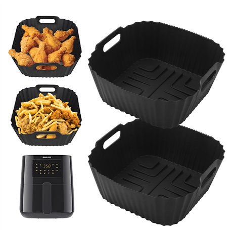 2 Pieces Moule Silicone Air Fryer pour Philips Essential Airfryer 3000L4.1L，Reusable Moule Air Fryer pour Philips 3000 L 4.1 L(H