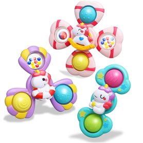 Spinner Bébé - Jouet Bain Bébé Sensoriel Rotatif avec Ventouse Jouet Éducatif et Multifonction pour Bébé 12 Mois 1 an