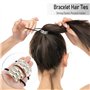 YUBBYSTU 3 Pièces Manchette de Cheveux, Attache Cheveux Femme en Métal, argenté Bijoux Cheveux, Elastique Cheveux pour Queue de 