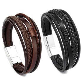 YUBBYSTU Lot de 2 bracelets en cuir pour homme