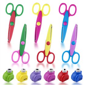 Crihovy 6 Pièces Ciseaux Enfant + 6 Pièces Perforatrices à Papier