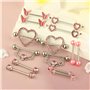 XFSRG Kit Piercings 7 Paires de Piercing Tétons Femme en Acier Chirurgical 14G et Piercing Langue avec Zirconia Rose Papillon Cœ