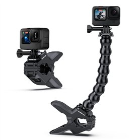 Sametop Fixation Pince Jaws Clamp Flexible Bras de Serrage Support Mâchoires Col de Cygne Compatible avec GoPro Hero 13 12 11 10
