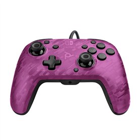 Pdp Gaming Faceoff deluxe+ Filaire Switch Pro Manette - Violet Camo - Licence Officiel By Nintendo - Customizable Buttons And Pa